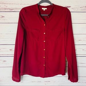Everly Anthropologie Wine Color Long Sleeve Blouse